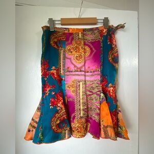Silk Boho Patchwork Patterned Skirt